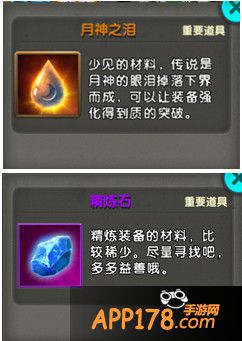 【月神之泪】与【精炼石】。