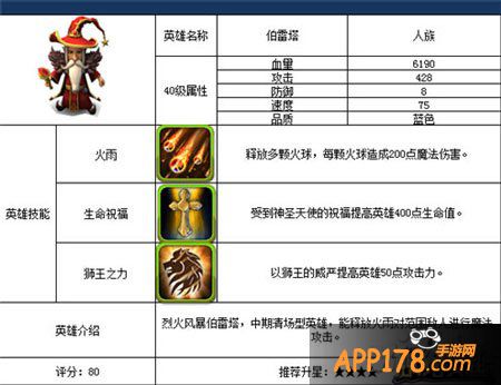 战塔英雄英雄属性