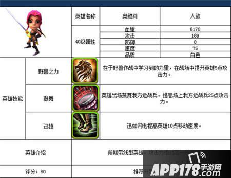 人族之魂 《战塔英雄》英雄属性图鉴