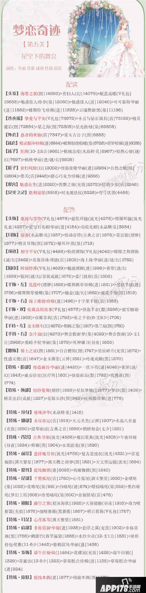 奇迹暖暖星空下的舞会高分搭配