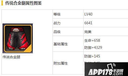 天天来战传说合金腿属性图鉴