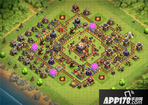 部落冲突10本双炸弹塔护资源阵分享