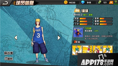 街头篮球手游音速姑娘SG汤汤角色点评