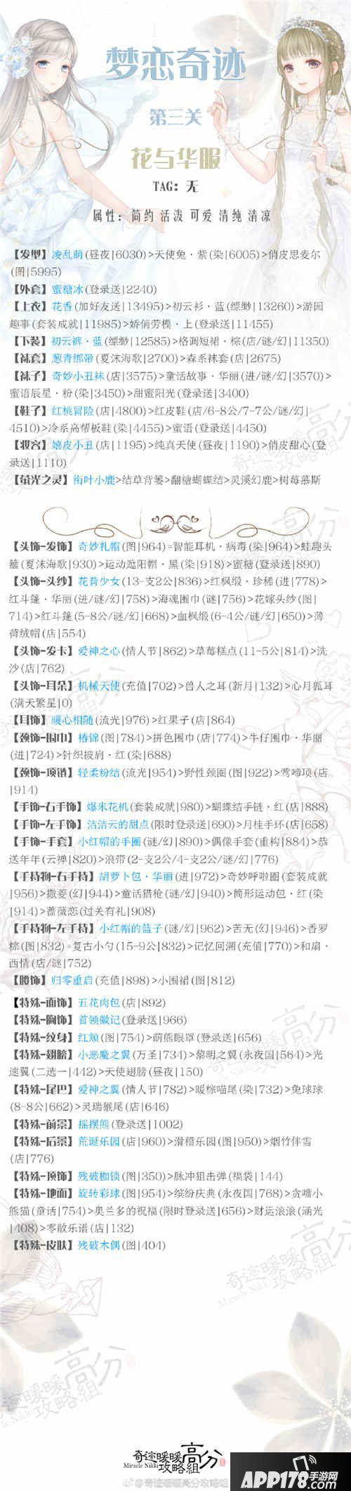 奇迹暖暖花与华服高分搭配攻略