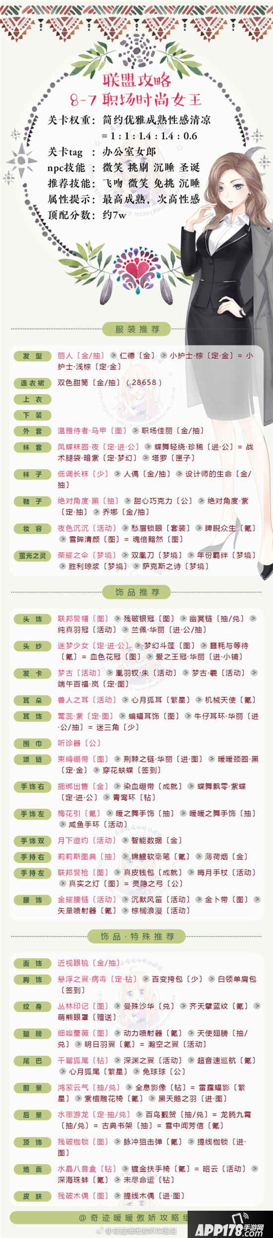 奇迹暖暖联盟委托8-7职场时尚女王高分搭配攻略