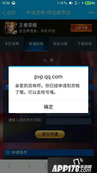 王者荣耀体验服资格申请成功了怎么看自己的阵营