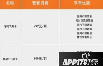 移动飞升卡多少钱 移动飞升卡套餐资费详情1