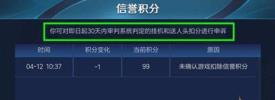 王者荣耀信誉积分上限89怎么办