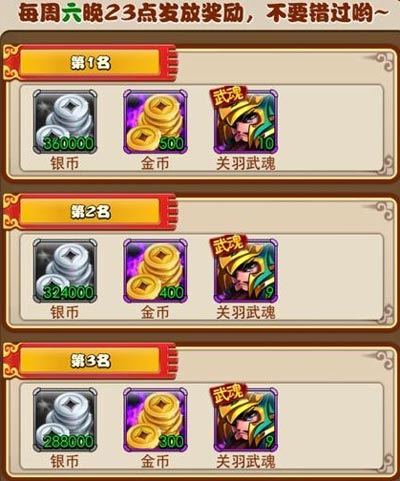 放开那三国比武时间是几点 比武几点结束