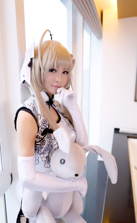 《缘之空》春日野穹白丝旗袍COS(9)