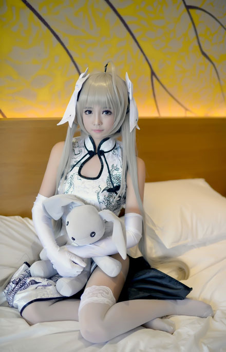 《缘之空》春日野穹白丝旗袍COS(7)