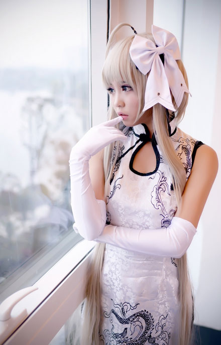 《缘之空》春日野穹白丝旗袍COS(12)
